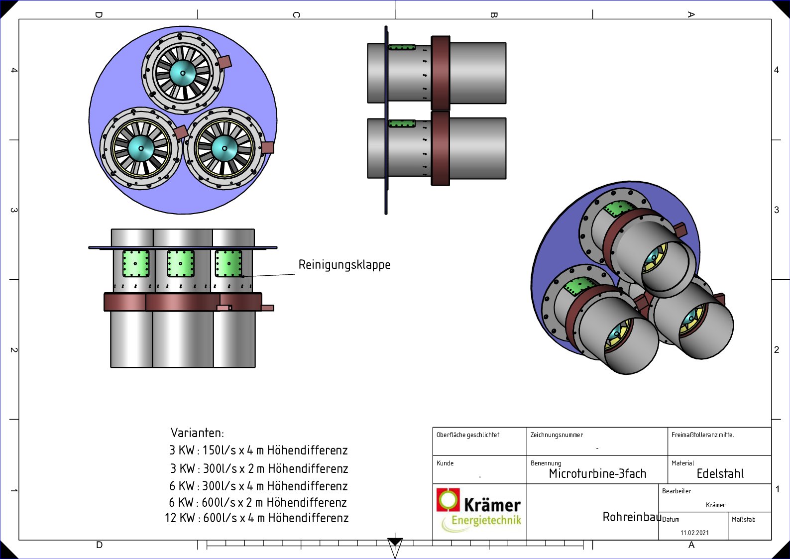 Microturbine dreifach nebeneinander